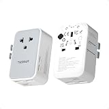 TESSAN Universal Travel Adapter PD 25W, Ultra Thin International Power adapter Fast Charger, Worldwide Plug Adaptor with 2 USB A 2 USB C for US to European UK Australia Ireland (Type C G A I)