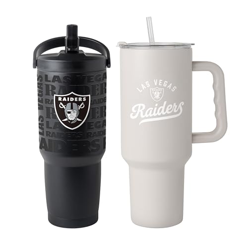 FANMATS NFL Oakland Raiders Stainless Steel Tumbler Set 30 and 40 oz Capacity | Powder-Coat Finish | Tonal Fashion Color