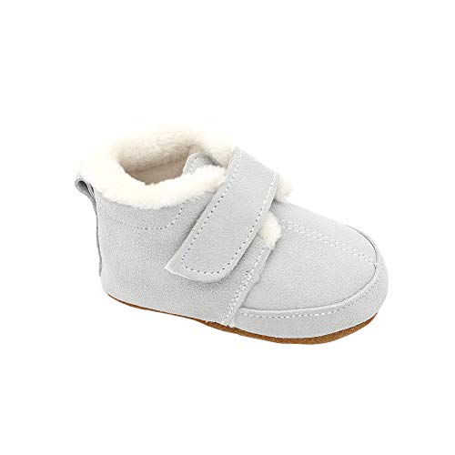 TRIWORIAE-WeichesLeder Lauflernschuhe Krabbelschuhe Babyschuhe Schlüpfen Atmungsaktiv Junge Mädchen Grau Größe S Cover
