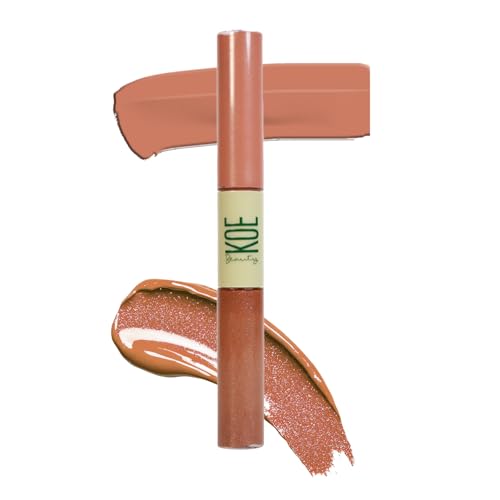 Double Dip | Brown Sugar & Caramel | Warm Neutral Brown Matte Lipstick (2ml) Plus Rich Golden Glaze Buttery Finish Lip Topper (2ml) | Perfect Balance of Color & Shine