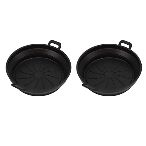 Accessoires pour Friteuse de Cuisine Plateau de Cuisson pour Friteuse Ronde Lot de 2 Résistant à la Chaleur élevée Meilleure Circulation Antiadhésif Sans BPA Passe au Lave-vaisselle pour la (Le noir)
