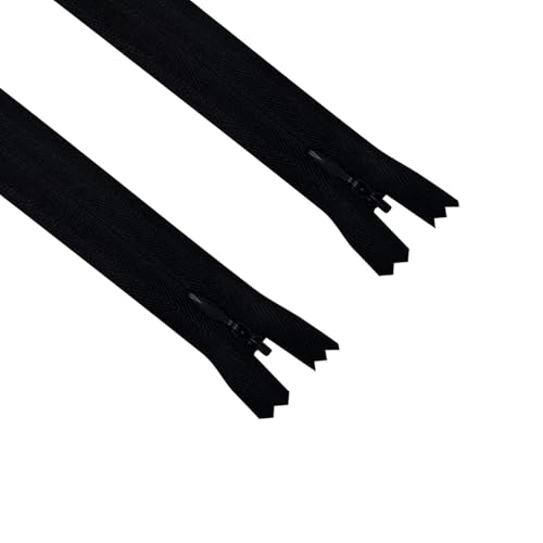 Image of ANPURZII 2PCS #3 8 Inch Black Invisible Zippers for Sewing Skirts, Nylon Coil Bulk Zippers for Pocket, Pillow(Black 8 inch 2PCS)