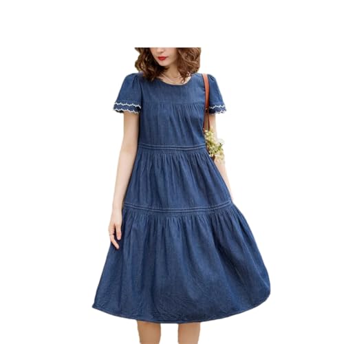 Robe décontractée en coton de qualité supérieure avec broderie fine mi-longue