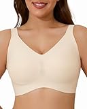 Airsong Minimizer Bras for Women Full Coverage Wireless Plus Size Seamless Bralette with Removable Pads Adjustable Comfort (36C, Nude)