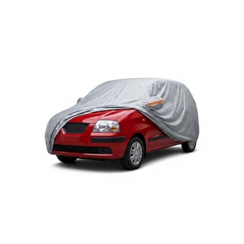 Image of myTVS 100% Waterproof Car Body Cover for Hyundai Santro Xing - Custom-Fit, Double-Layer, UV & Dust Proof, Mirror Pockets & Elastic Clip Lock (CSK 2)