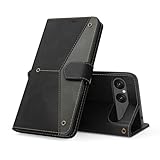 Sony Xperia 10 VII ケース手帳型 財布型 エクスペリア 10VII スマホケース 耐衝撃 カード収納 スタンド機能 SO-52F SOG16 A502SO XQ-FE44 カバー のあるソフトタッチ マグネット開閉 えくすへりあ 10VII ケース ストラップホール付き 防水 耐摩擦 シンプル (ブラック)