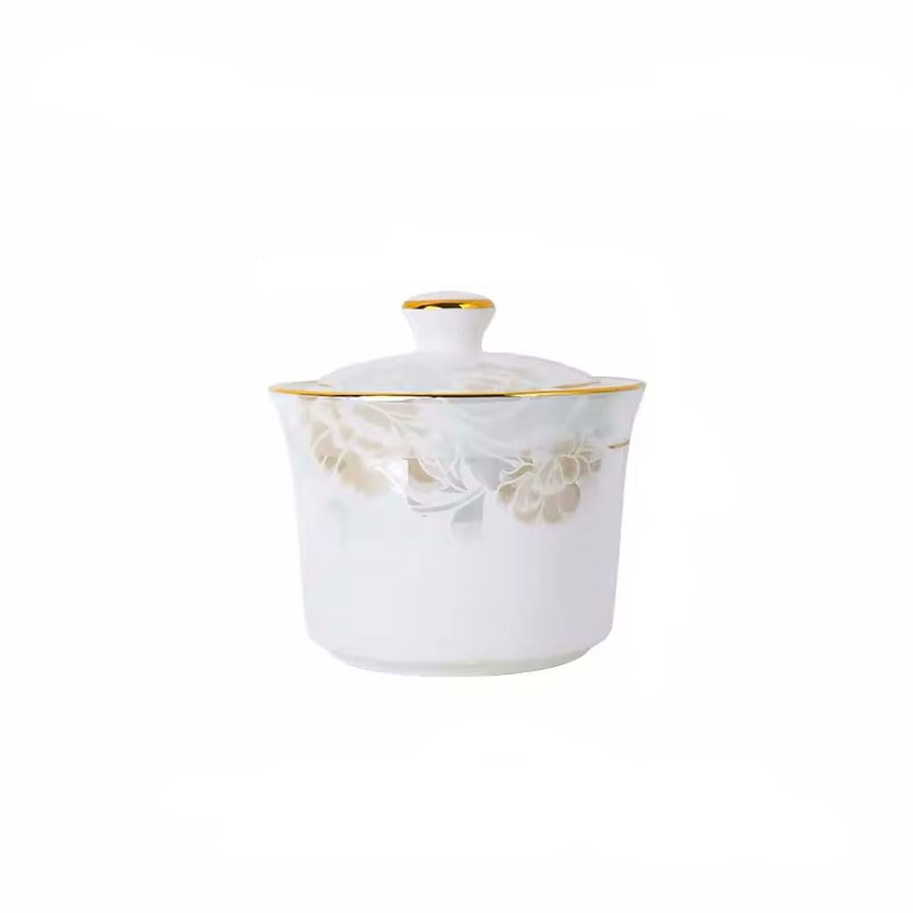 Miski ramen, miski na owoce, miska na zupę, porcelanowa miska na zupę ze złotymi krawędziami, mały kubek, ceramiczny kubek zdrowotny, mini kubek z pokrywką, salaterka, talerze (260 ml)