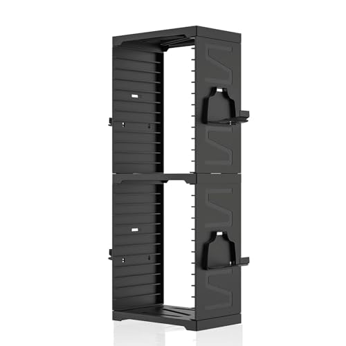 Video Game Storage Tower for PS5/PS4//Switch, Vertical Video Game Shelf Organizer with 24 Card Slots, Holds Up to 4 Controllers