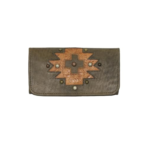American West Navajo Soul Ladies' Tri-Fold Wallet - Genuine Leather