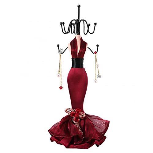 Chytaii Support à Bijoux Fille Mannequin Presentoir Collier pour Bagues,Boucles d'oreille, Colliers Porte Bijoux Présentoir Métal Présentoir Boucle d'oreille Cover