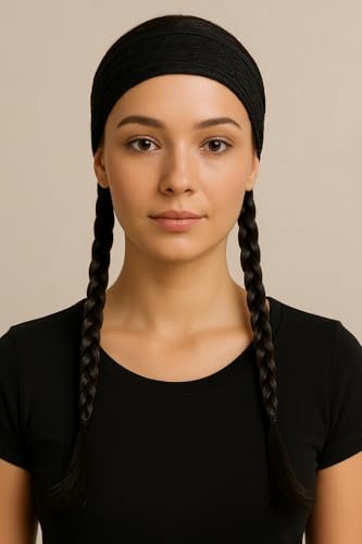 Image of Air Flow Natural Looing Realistic Black Hair Extension Long Hair Silky With Free Wig Comb (Long-Braid-Hair-band)