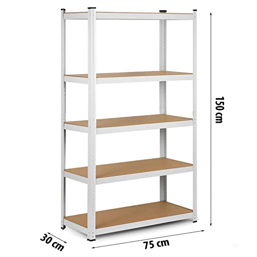 Miniatura 3 de Humberg 4841 - Estantería Para Cargas Pesadas Con 5 Estantes De Mdf 150 X 75 X 30 Cm