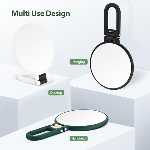 B Beauty Planet 30X Magnifying Mirror, Hand Mirror with Handle, Double Sided Hand Mirror with 30X/1X Magnification, Travel Essential Portable Foldable Makeup Mirror for Precision MakeupGreen