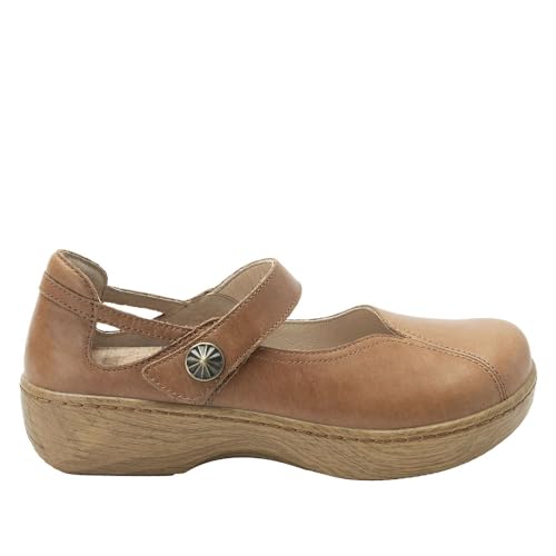 Image of Alegria Women's Onika Leather Wood Grain Mary Jane Shoes