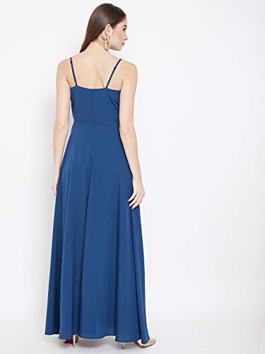 Image of Berrylush Red Solid V Neck Maxi Dress