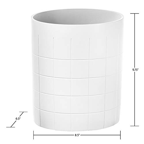 Creative Scents White Bathroom Accessory Set - 6 Piece Bathroom Set Collection Features: Soap Dispenser, Toothbrush Holder, Tumbler, Soap Dish, Square Tissue Cover And Wastebasket (Polar Collection) #TOP2