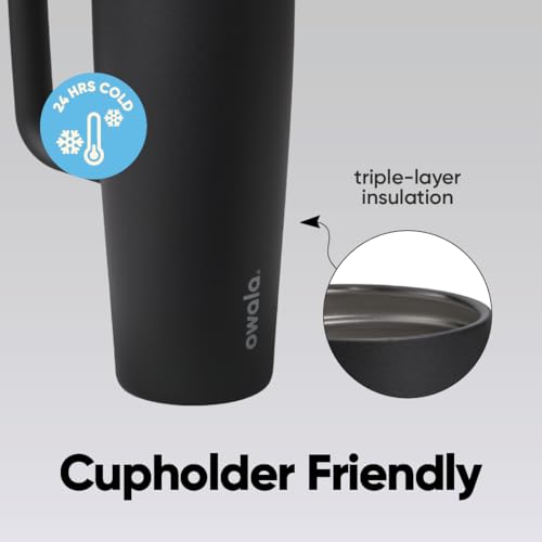 Image of Owala FreeSip Tumbler Insulated Stainless Steel Water Bottle with Built-in Straw and Side Handle, For Travel, Work, School, and Sports, 30oz, BPA Free, Leak Proof, Very, Very Dark