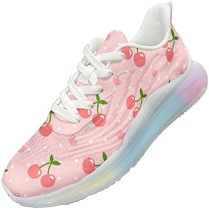 Gongbawa Red and White Polka Dot Sneakers for Women Size 8 Running Shoes Breathable Air Cushion Girls Tennis Shoes Lightweight Walking Athletic Casual Shoes