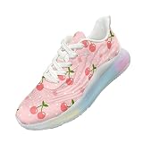 Gongbawa Red and White Polka Dot Sneakers for Women Size 8 Running Shoes Breathable Air Cushion Girl