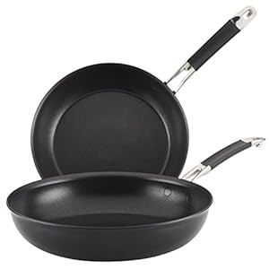 Anolon Smart Stack Hard Anodized Nonstick Frying Pan Set/ Skillet Set – 10 Inch and 12 Inch, Black