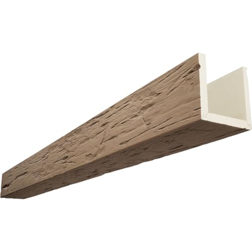 Timberthane Hand Hewn Faux Wood Beam, 3-Sided (U-Beam), 12"W x