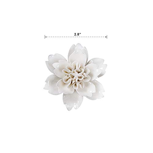 Insiswiner Ceramic Wall Flowers 3D Handmade Art Decor Wall Hanging Decorative White Peony2.8 thumb #6