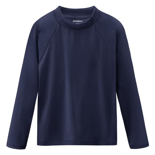 Boys Swim Shirts Rash Guard Long Sleeve Sun Protection UPF50+ Rashguard Fishing Surf Quick Dry Cool Beach Sun Shirt for Toddler Kids Navy Blue 2T