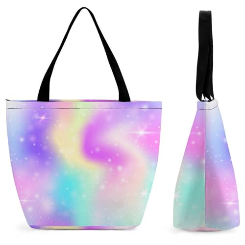 Sac de shopping pour voyage arc-en-ciel réfléchissant grand sac à main épaule
