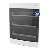 Intratec Quadro Elettrico Incassato 3 Righe – Quadro di Distribuzione IP40 per 54 Moduli con Porta Trasparente e Guide per Facile Installazione Elettrica in Casa e Azienda – 522 x 392 x 106mm