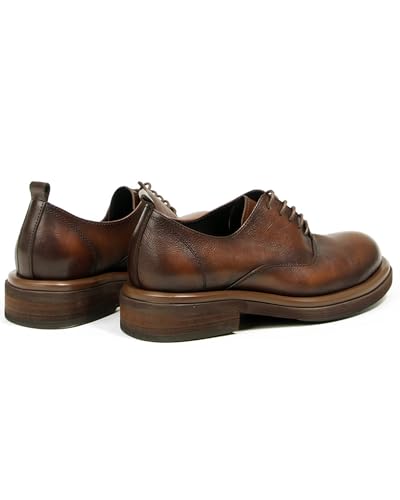 Men's Dress Shoes Genuine Leather Oxfords Luxury Formal Business Suit Shoes Plain Toe 66-114