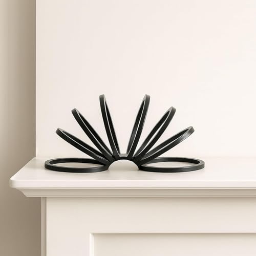 Black Metal Decorative Sculpture – Contemporary Geometric Aluminum Accent for Living Room, Shelf, Coffee Table, Bedroom, or Office – Modern Minimalist Home Decor – 11', Black