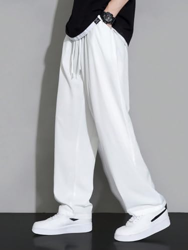 Image of dockstreet Men's /Unisex Open Bottom Drawstring Pure Cotton Stretchable Baggy Jogger Pants