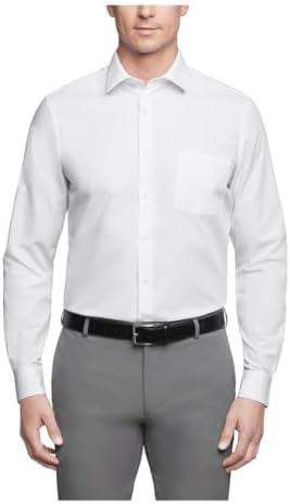 Van Heusen mens Regular Fit Poplin Solid Dress Shirt, White, 18.5 Neck 34 -35 Sleeve XX-Large US - 2