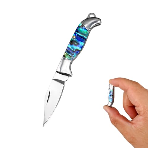 SKYVAN Tiny Folding Pocket Knife with Colorful Handle, Lightweight EDC Miniature Knives, 1.26 Inch Blade for Opening Packages and Small Daily Tasks Mini Tool (Blue Silver)