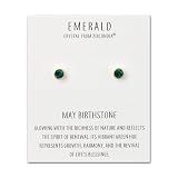 Philip Jones 18k Gold Plated May (Emerald) Birthstone Earrings Created with Zircondia® Crystals