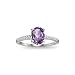 GemStar USA Sterling Silver Amethyst and White Topaz Oval Crown Ring