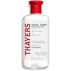 THAYERS Alcohol-Free, Hydrating, Unscented Witch Hazel Facial Toner with Aloe Vera Formula, Vegan, Dermatologist Tested and Recommended, 12 Oz (Packaging May Vary)