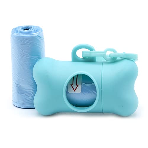 CABLEPELADO Dispensador de bolsas recoge cacas perro | dispensador con forma de hueso de bolsitas colectoras de excremento de perros y mascotas | 40 Bolsas Biodegradables | Azul