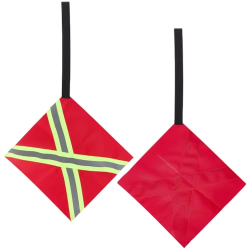 GORGECRAFT 2 Stück Rote Sicherheits Abschleppfahne Gut Sichtbare Reflektierende Sicherheitsfahne 40.5x42cm Oxford Gewebe Warnschilder Mit Gurtband Für LKW Ladungen Boote Kajaks Kanus Fahrradanhänger