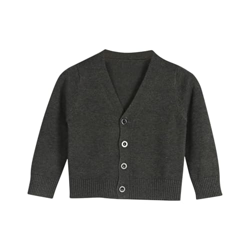 Girls' and Toddler Long Sleeve Button Front Cardigan Cute V-Neck Uniform Sweater Kids Casual Open Front Chunky