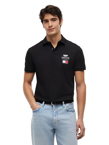 Tommy Hilfiger Men's F1 Short Sleeve Logo Polo, Black X-Large
