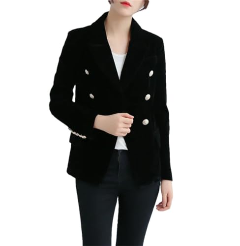 Blazer femme polaire slim noir XL à double boutonnage style OL