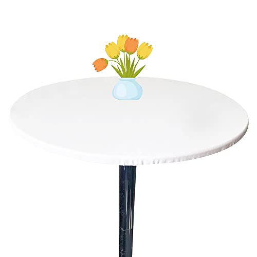 Morbuy Mantel de Elástica Ajustable Redondo, Manteles Impermeables Antimanchas Cubierta de Mesa para Decoración Hogar Cocina Comedor Fiesta Cafetería Jardín, Color Sólido (100cm,Blanco)