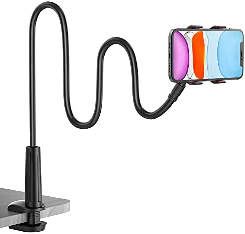 SHAWE Handy Halter für Bett, Schwanenhals Handy Halterung - Flexible Lang Arm Handyhalterung Ständer für iPhone 16 15 14 13 12 11 Pro XS Max X 8, Samsung S10 S9, 4-6,5 Zoll Geräte