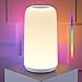 Produktbild ROOTRO LED Nachttischlampe Touch Dimmbar, [Stilvolles Design mit 256 RGB-Modus] 3 Helligkeitsstufen Tischlampe für Schlafzimmer Warmweißes Licht Bunte Intelligente Lampe für Wohnzimmer Home Office