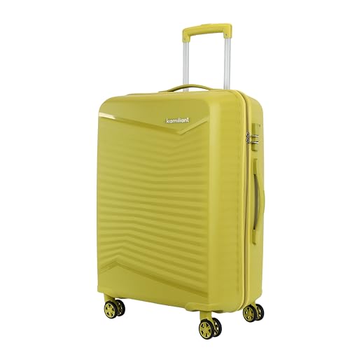 Kamiliant by American Tourister Rock-Lite Medium 68 Cm Check-in Hard Sided Trolley Bag for Men & Women, Suitcase 66L for Travel with 3 Digit Combination Lock - Cress Green