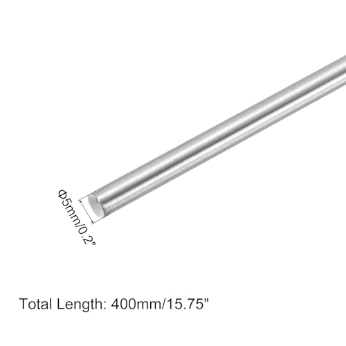 QUARKZMAN 304 Edelstahl Rundstäbe 5mm x 400mm Volle Schaftstäbe Für DIY Basteln Modellauto Hubschrauber Flugzeug Packung Mit 8 Stück
