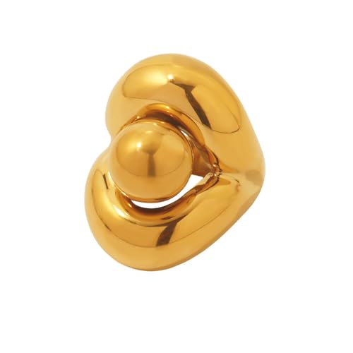 Kokoma Round Ball Chunky Gold Ring for Women Layered Statement Ring Exaggerated Oval Thick Dome...