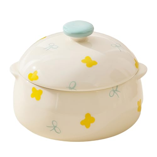 Jaamyears Tazones de sopa de cebolla de 300 ml, bonita taza de sopa con asas y tapa, cerámica apta para horno
