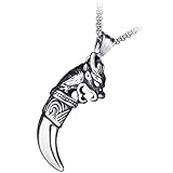 Abaodam Collar Vikingo para Hombre Colgante de Colmillo Retro Cadena de Acero de de 60 CM Diseño Punk Totem Joyería Masculina Resistente y Segura para Uso Diario